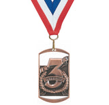 2-3/4" Dog Tag Style 3rd Place Medals on 7/8" Neck Ribbons