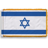 NYLON - Indoor/Parade Israel Zion Jewish Flag with Gold Fringe