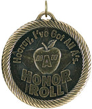 2" VM Series Hooray All A's Honor Roll Award Medals on 7/8" Neck Ribbons