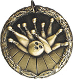 2" XR Series bowling Award Medals on 7/8" Neck Ribbons
