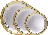 Engravable Bright Gold-Rim Silver Plated Wave Award Tray | 3 SIZES