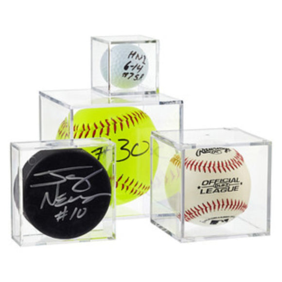 BallQube Clear Display Cases for Baseball, Softball, Golf Ball, Hockey Pucks