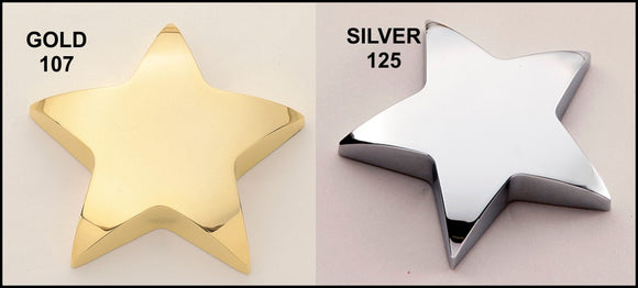 Airflyte Polished Gold and Silver Metal Star paperweights
