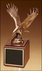 Airflyte Antique Bronze Fully Modeled Eagle casting on a Walnut base
