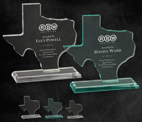 GreyStone Texas State Shape Acrylic on smooth edge acrylic base | 2 COLORS | 3 SIZES