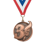 2-1/4" Mega Series 3rd Place Medals on 7/8" Neck Ribbons
