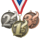 2-1/4" Mega Series Place Medals on 7/8" Neck Ribbons | 1st 2nd 3rd