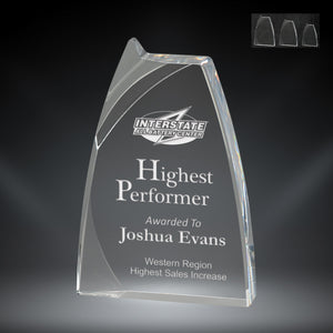 GreyStone 1" thick Clear Triumph Style Acrylic Award | 3 SIZES