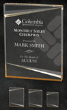GreyStone 1" thick Clear Sabre Edge Acrylic Award with Gold Accents | 3 SIZES