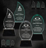 GreyStone Flame and Oval Style Acrylic Awards with Snap-In Weighted Plastic Bases | 2 STYLES | 2 COLORS | 3 SIZES