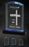 GreyStone Arch Crystal Award with Frosted Accents and Blue Highlighted Black Crystal Base | 3 SIZES