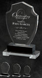 GreyStone Shield Style Crystal Award with Black Accent Crystal Base | 3 SIZES