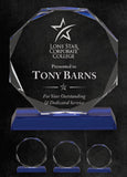 GreyStone Porto Octagon Crystal Award with Blue Crystal Base | 3 SIZES