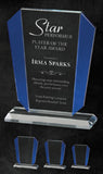 GreyStone Victory Style Crystal Award with Blue Side Accents | 3 SIZES