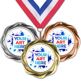 3" Fusion Custom Insert Medals on 1-1/2" Wide Neck Ribbons | FULL COLOR