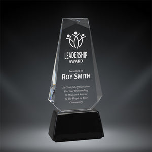 GreyStone Clear Pinnacle Style Acrylic Award with Snap-In Weighted Black Plastic Base | 3 SIZES