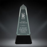 GreyStone Jade Obelisk Style Acrylic Award with Snap-In Weighted Plastic Bases | 3 SIZES