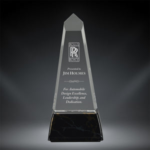 GreyStone Obelisk Style Acrylic Award with Snap-In Weighted Plastic Bases | 2 COLORS | 3 SIZES
