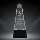 GreyStone Clear Obelisk Style Acrylic Award with Snap-In Weighted Plastic Bases | 3 SIZES
