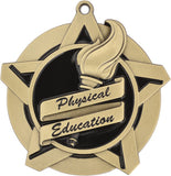 2-1/4" Super Star Series Award Physical Education Medals on 7/8" Neck Ribbons