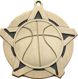 2-1/4" Super Star Series Award Basketball Medals on 7/8" Neck Ribbons