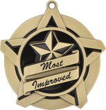 2-1/4" Super Star Series Award Most Improved Medals on 7/8" Neck Ribbons