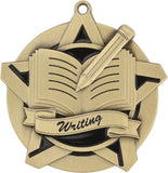 2-1/4" Super Star Series Writing Award Medals on 7/8" Neck Ribbons