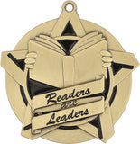 2-1/4" Super Star Series Award Readers are Leaders Medals on 7/8" Neck Ribbons