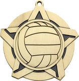 2-1/4" Super Star Series Volleyball Award Medals on 7/8" Neck Ribbons