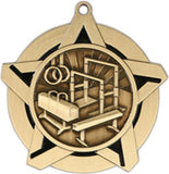 2-1/4" Super Star Series Award Gymnastics Medals on 7/8" Neck Ribbons