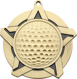 2-1/4" Super Star Series Award Golf Medals on 7/8" Neck Ribbons