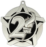 2-1/4" Super Star Series 2nd Place Medals on 7/8" Neck Ribbons