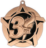 2-1/4" Super Star Series 3rd Place Medals on 7/8" Neck Ribbons