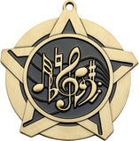 2-1/4" Super Star Series Award Music Medals on 7/8" Neck Ribbons