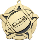 2-1/4" Super Star Series Award Football Medals on 7/8" Neck Ribbons