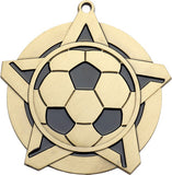 2-1/4" Super Star Series soccer Award Medals on 7/8" Neck Ribbons
