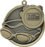 2-1/4" Mega Series Swimming Award Medals on 7/8" Neck Ribbons