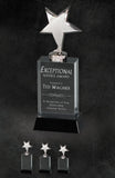 GreyStone Chrome Metal Star Crystal Tower Award on Black Base | 3 SIZES