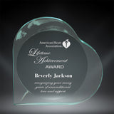 GreyStone 1" thick Jade Heart Style freestanding Acrylic AwardS | 4 SIZES
