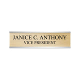 LA Trophies - SILVER Metal Wall / Door Holder with Slide In Plastic Nameplate | 2 SIZES | 3 FONTS | 12 PLATE COLORS