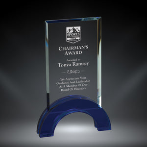 GreyStone Hampton Style Rectangle Crystal Award with Colored Arch Base | 2 COLORS | 3 SIZES
