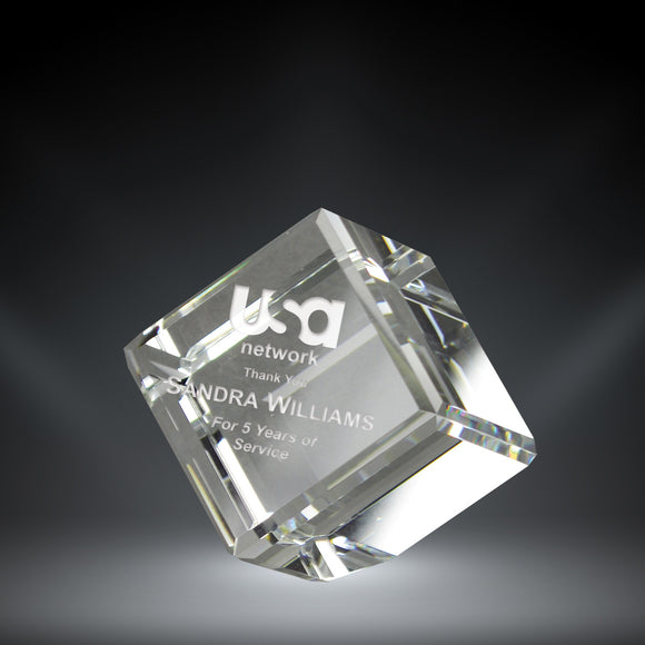 GreyStone Crystal Cube Paperweight | 4 SIZES