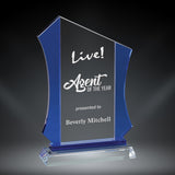 GreyStone Anvil Style Crystal Award with Blue Side Accents | 3 SIZES