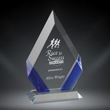 GreyStone Cambridge Diamond Crystal Award with Blue Accents | 3 SIZES