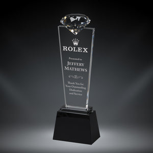 GreyStone Diamond Pedestal Crystal Award Black Crystal Base | 3 SIZES