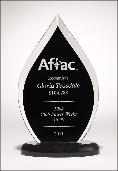 Airflyte Flame Series clear acrylic award with black silk screened back | 3 SIZES