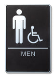 ADA Compliant 6" x 9" Black Sign - Men & Wheelchair