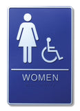 ADA Compliant 6" x 9" Blue Sign - Women & Wheelchair