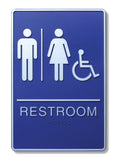 ADA Compliant 6" x 9" Blue Sign - Unisex Restroom & Wheelchair