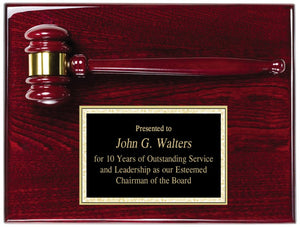 Marco 9x12 Rosewood stained piano finish gavel plaque